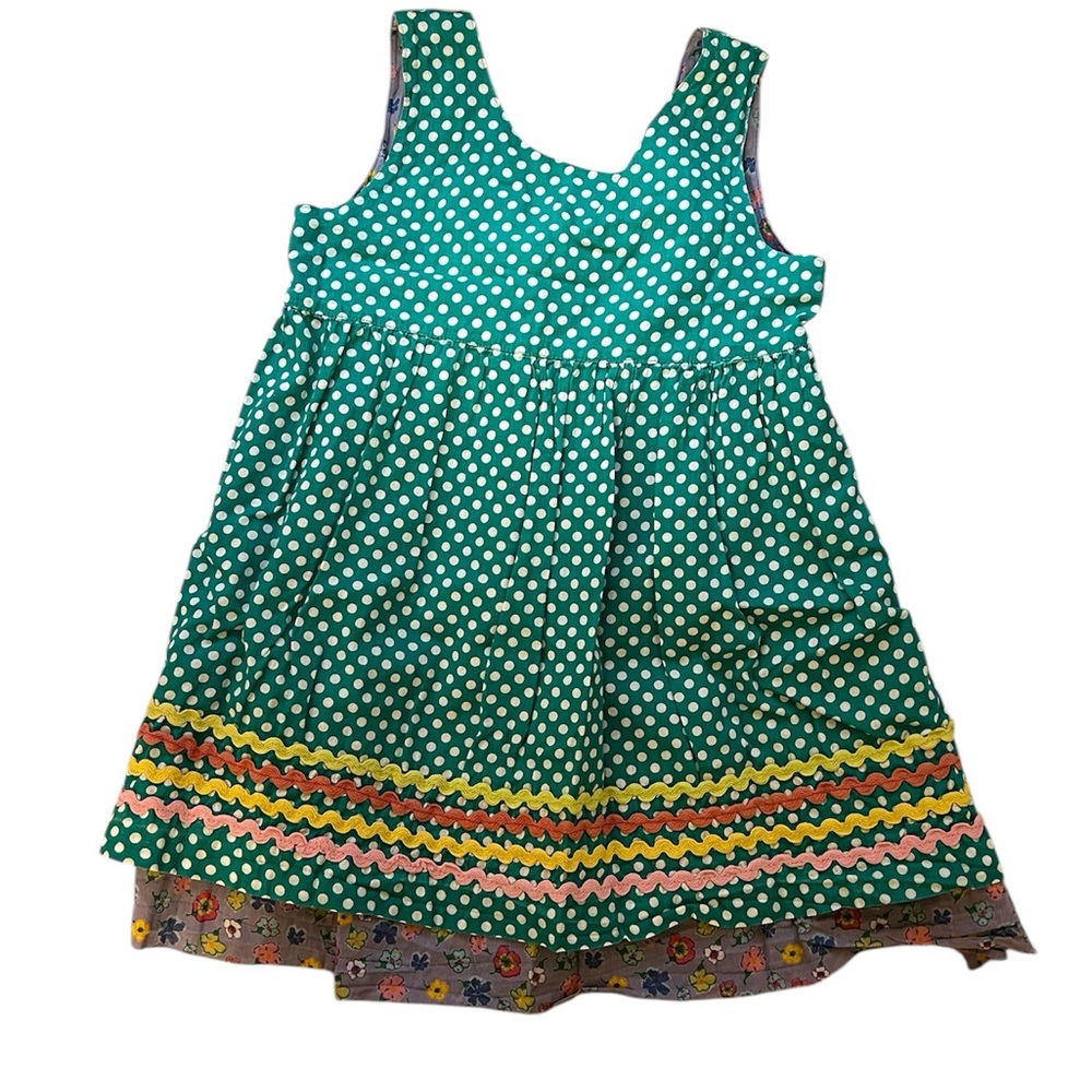 White Polka Dot Green / Multi-Color Floral reversible girls dress
